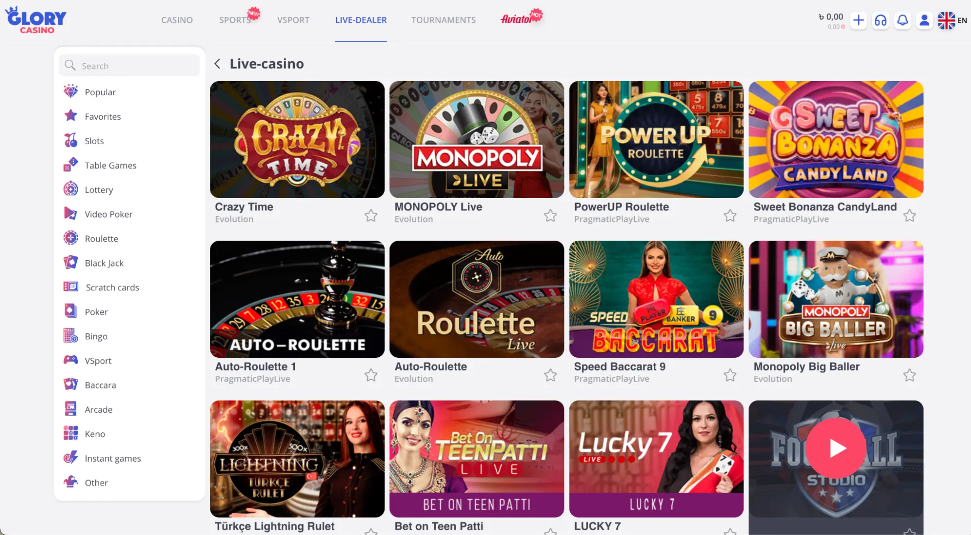 Homepage - Glory Casino